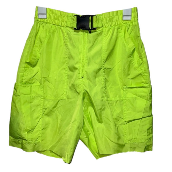 ZARA size xs neon yellow polyester puffer cargo shorts - Picture 1 of 6